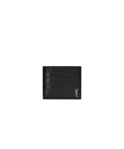 YSL tiny cassandre wallet in crocodile embossed matte leather
