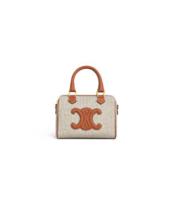 CELINE Small Boston cuir Triomphe in textile and calfskin