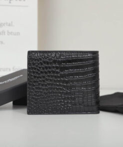 YSL tiny cassandre wallet in crocodile embossed matte leather