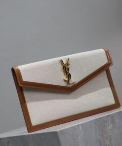 YSL uptown pouch in canvas and leather